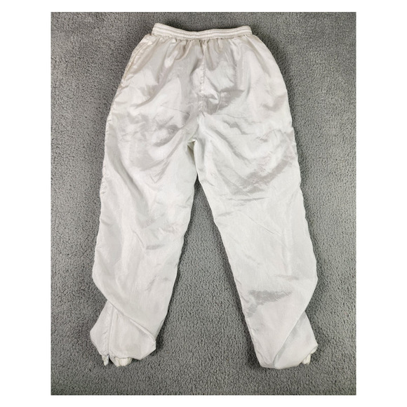 Vintage 90s Womens White Zipper Retro Hip Hop Baggy Nylon Track Pants - Picture 1 of 9